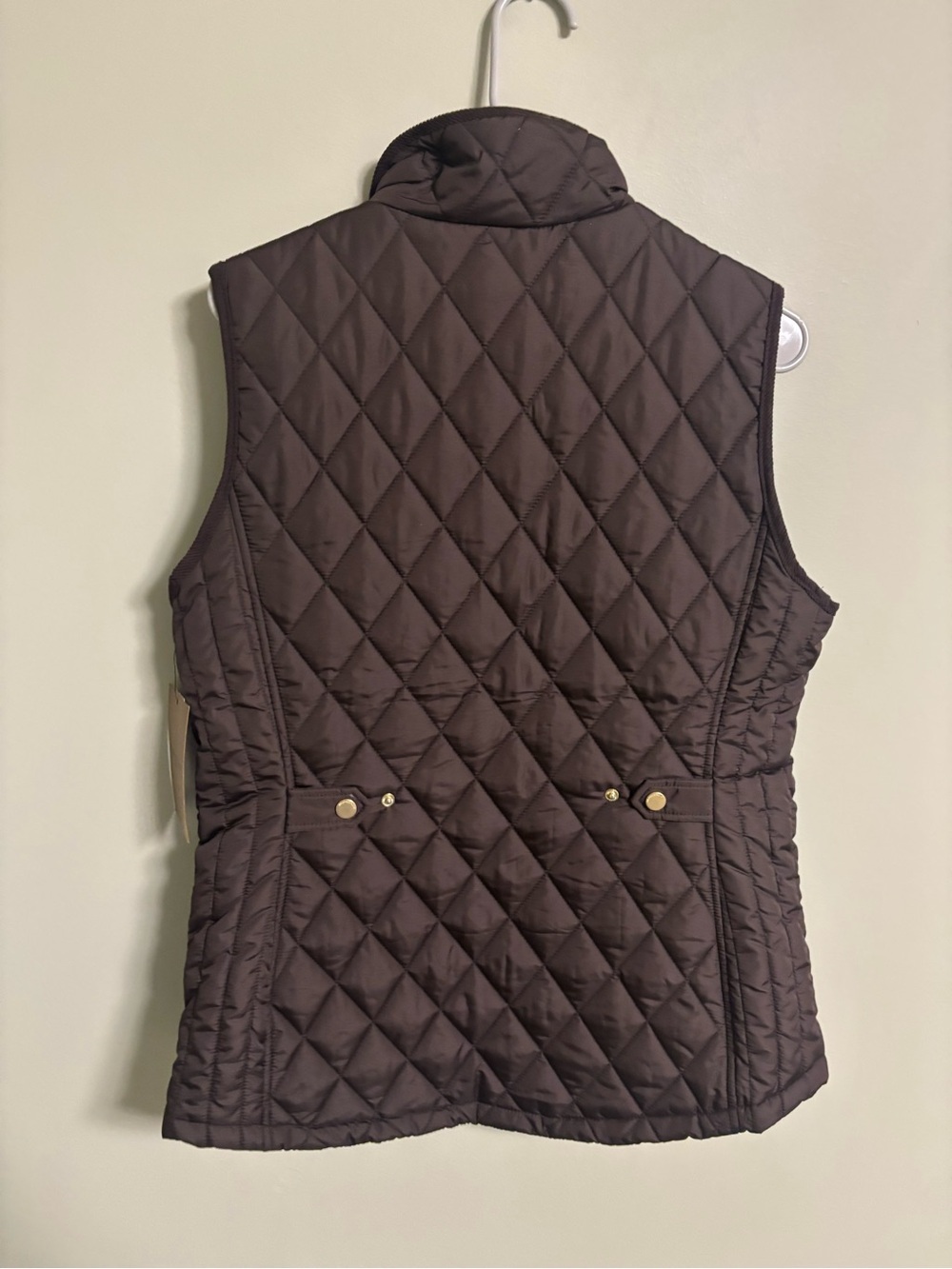 Weatherproof Womens Quilted Puffer Vest Brown Gold Accent Size Medium New - Picture 2 of 7